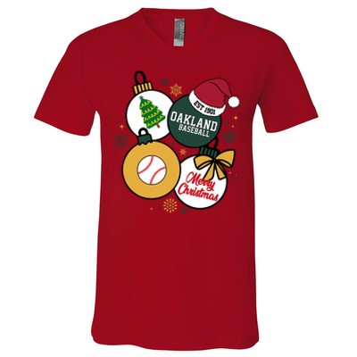 Merry Christmas Oakland Baseball Est 1901 V-Neck T-Shirt