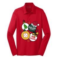 Merry Christmas Oakland Baseball Est 1901 Silk Touch Performance Long Sleeve Polo