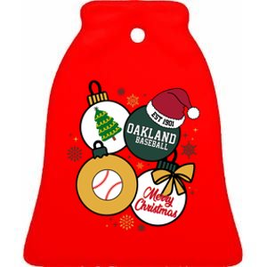 Merry Christmas Oakland Baseball Est 1901 Ceramic Bell Ornament