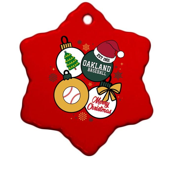 Merry Christmas Oakland Baseball Est 1901 Ceramic Star Ornament