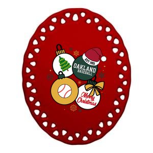 Merry Christmas Oakland Baseball Est 1901 Ceramic Oval Ornament