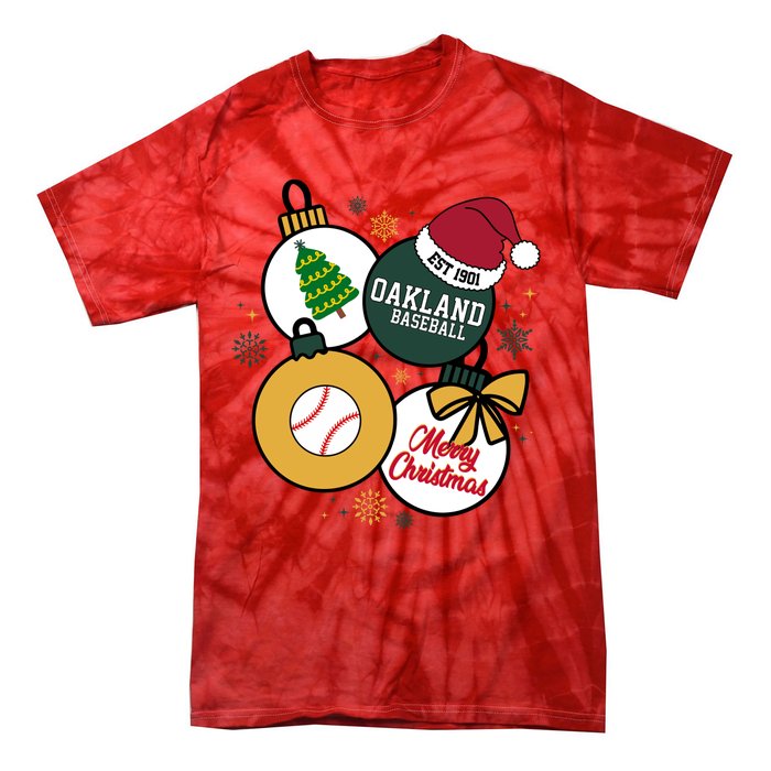 Merry Christmas Oakland Baseball Est 1901 Tie-Dye T-Shirt