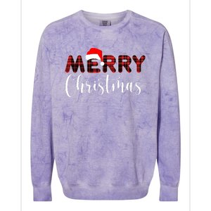 Merry Christmas Plaid Santa Holiday Colorblast Crewneck Sweatshirt