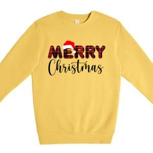 Merry Christmas Plaid Santa Holiday Premium Crewneck Sweatshirt