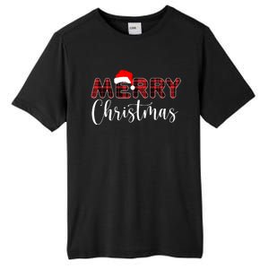 Merry Christmas Plaid Santa Holiday Tall Fusion ChromaSoft Performance T-Shirt