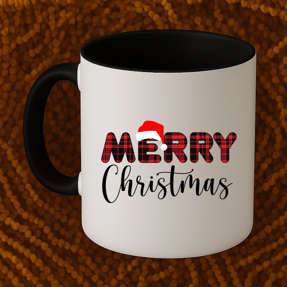 Merry Christmas Plaid Santa Holiday Mug