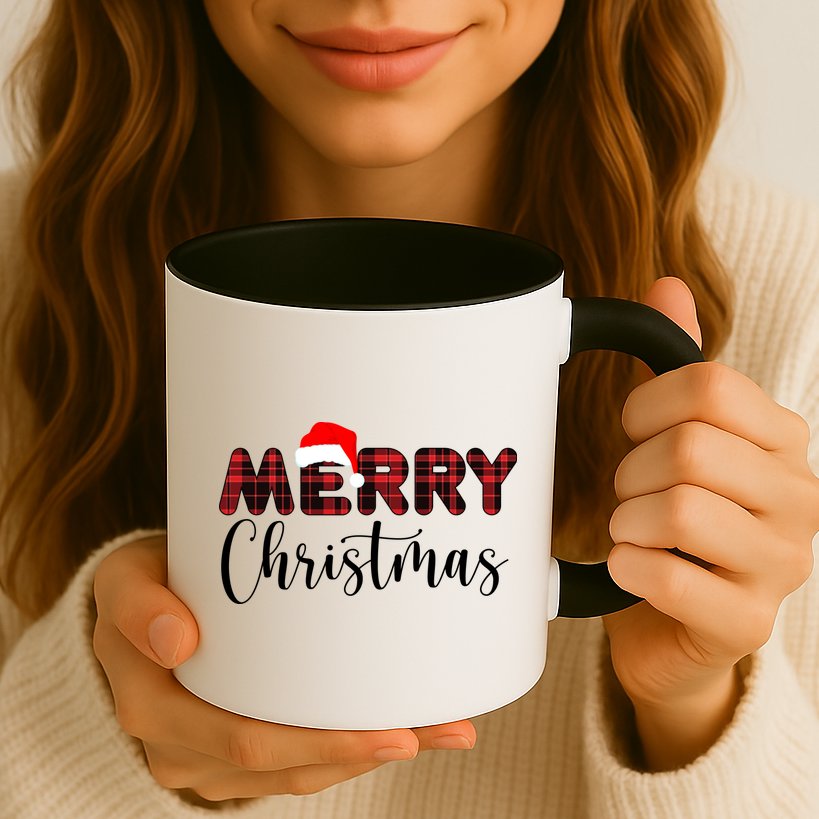Merry Christmas Plaid Santa Holiday Mug