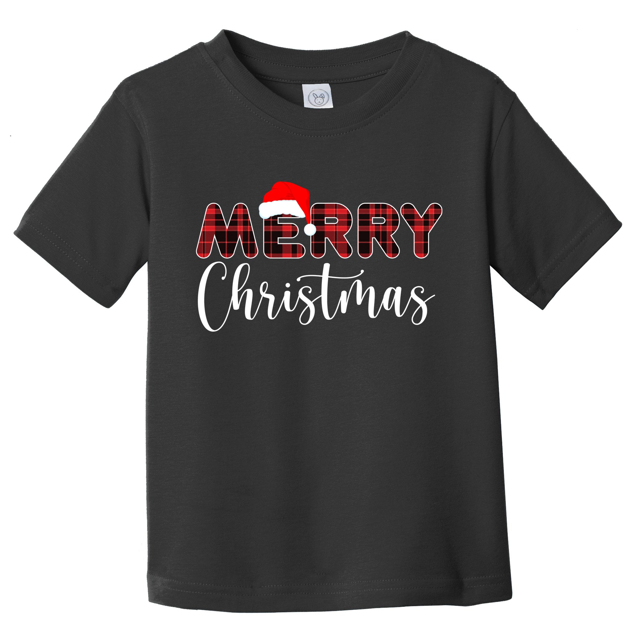 Merry Christmas Plaid Santa Holiday Toddler T-Shirt