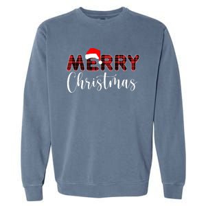 Merry Christmas Plaid Santa Holiday Garment-Dyed Sweatshirt