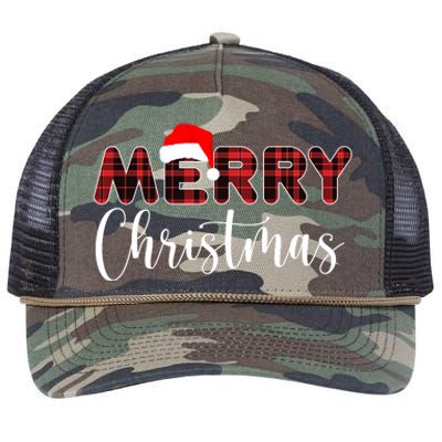 Merry Christmas Plaid Santa Holiday Retro Rope Trucker Hat Cap