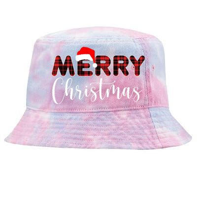 Merry Christmas Plaid Santa Holiday Tie-Dyed Bucket Hat