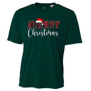 Merry Christmas Plaid Santa Holiday Cooling Performance Crew T-Shirt