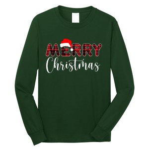 Merry Christmas Plaid Santa Holiday Long Sleeve Shirt