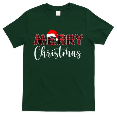 Merry Christmas Plaid Santa Holiday T-Shirt