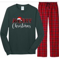 Merry Christmas Plaid Santa Holiday Long Sleeve Pajama Set