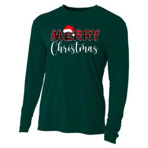 Merry Christmas Plaid Santa Holiday Cooling Performance Long Sleeve Crew