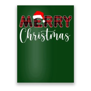 Merry Christmas Plaid Santa Holiday Poster