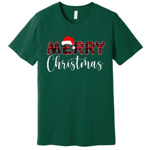 Merry Christmas Plaid Santa Holiday Premium T-Shirt