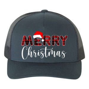 Merry Christmas Plaid Santa Holiday Yupoong Adult 5-Panel Trucker Hat