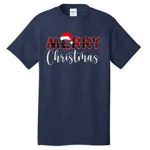 Merry Christmas Plaid Santa Holiday Tall T-Shirt