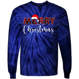 Merry Christmas Plaid Santa Holiday Tie-Dye Long Sleeve Shirt