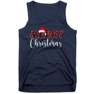 Merry Christmas Plaid Santa Holiday Tank Top