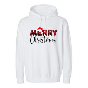 Merry Christmas Plaid Santa Holiday Garment-Dyed Fleece Hoodie