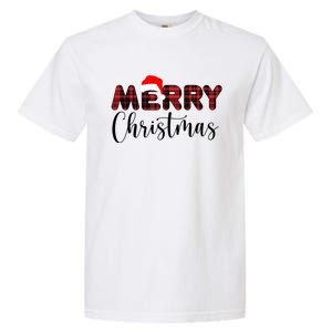 Merry Christmas Plaid Santa Holiday Garment-Dyed Heavyweight T-Shirt