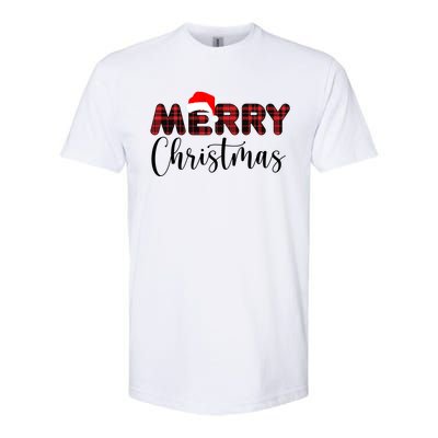 Merry Christmas Plaid Santa Holiday Softstyle® CVC T-Shirt