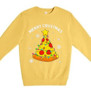 Merry Crustmas Pizza Christmas Tree Light Xmas Premium Crewneck Sweatshirt