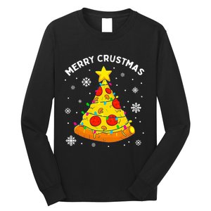 Merry Crustmas Pizza Christmas Tree Light Xmas Long Sleeve Shirt