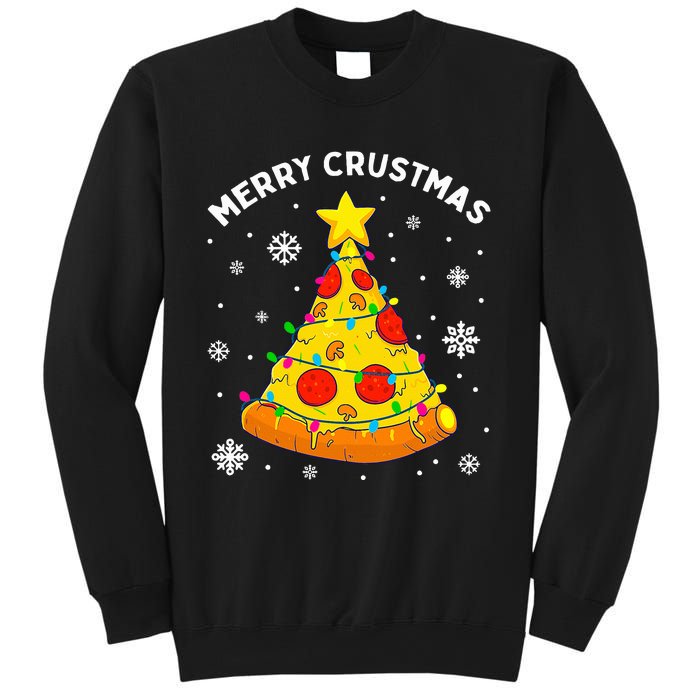 Merry Crustmas Pizza Christmas Tree Light Xmas Sweatshirt