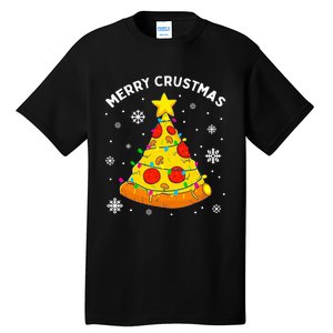 Merry Crustmas Pizza Christmas Tree Light Xmas Tall T-Shirt