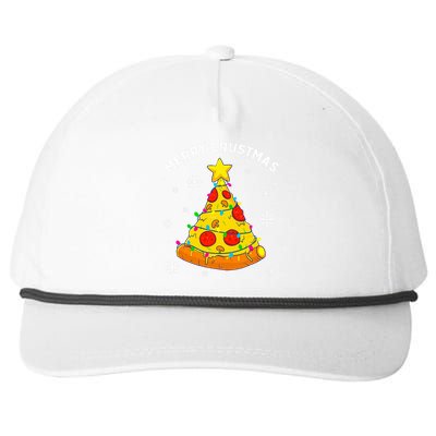 Merry Crustmas Pizza Christmas Tree Light Xmas Snapback Five-Panel Rope Hat