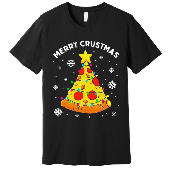 Merry Crustmas Pizza Christmas Tree Light Xmas Premium T-Shirt