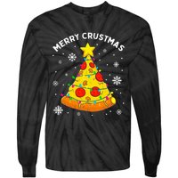 Merry Crustmas Pizza Christmas Tree Light Xmas Tie-Dye Long Sleeve Shirt