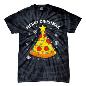 Merry Crustmas Pizza Christmas Tree Light Xmas Tie-Dye T-Shirt