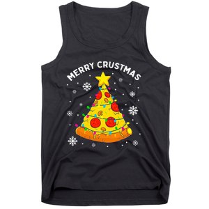 Merry Crustmas Pizza Christmas Tree Light Xmas Tank Top