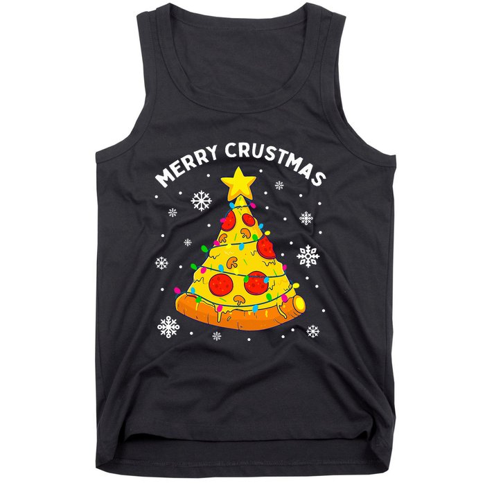 Merry Crustmas Pizza Christmas Tree Light Xmas Tank Top