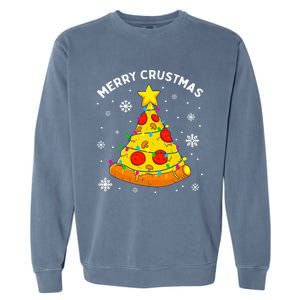 Merry Crustmas Pizza Christmas Tree Light Xmas Garment-Dyed Sweatshirt