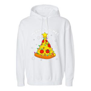 Merry Crustmas Pizza Christmas Tree Light Xmas Garment-Dyed Fleece Hoodie