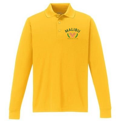 Malibu California Preppy Tennis Club Performance Long Sleeve Polo