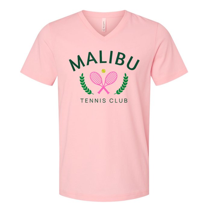 Malibu California Preppy Tennis Club V-Neck T-Shirt