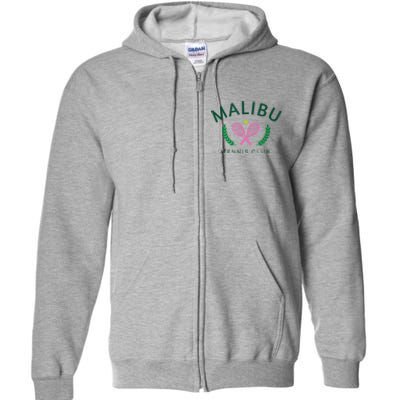 Malibu California Preppy Tennis Club Full Zip Hoodie