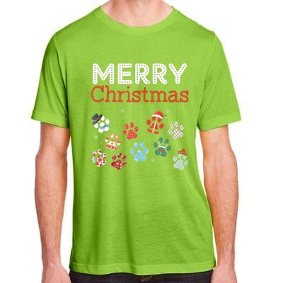 Merry Christmas Paw Prints For Dog Lovers Design Tank Top Adult ChromaSoft Performance T-Shirt