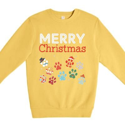 Merry Christmas Paw Prints For Dog Lovers Design Tank Top Premium Crewneck Sweatshirt