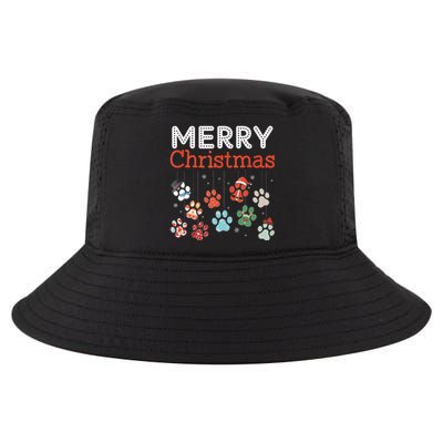 Merry Christmas Paw Prints For Dog Lovers Design Tank Top Cool Comfort Performance Bucket Hat