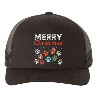 Merry Christmas Paw Prints For Dog Lovers Design Tank Top Yupoong Adult 5-Panel Trucker Hat