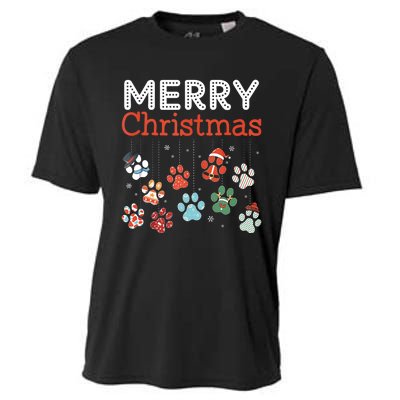 Merry Christmas Paw Prints For Dog Lovers Design Tank Top Cooling Performance Crew T-Shirt