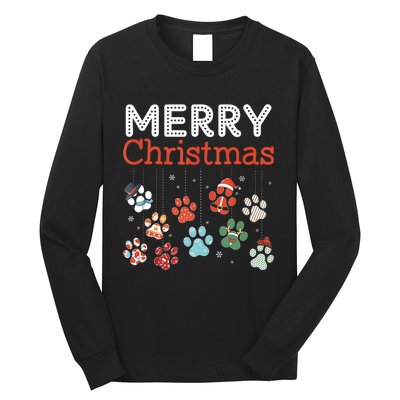 Merry Christmas Paw Prints For Dog Lovers Design Tank Top Long Sleeve Shirt